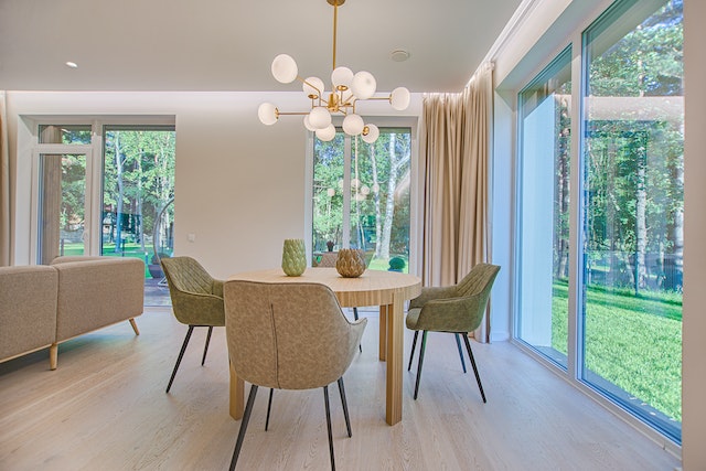 living room with big windows